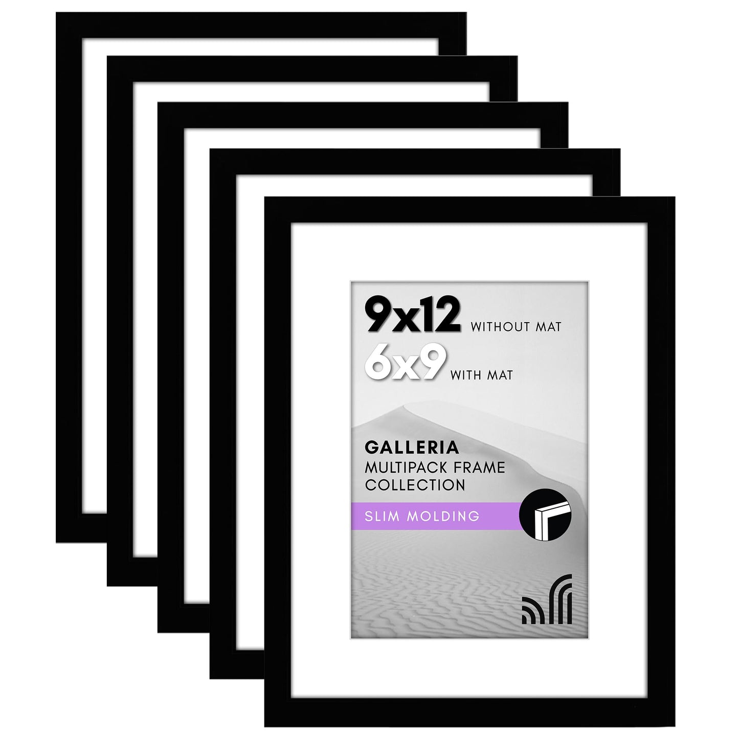 Americanflat Galleria Picture Frames | Set of 5 | With Mat | Acrylic