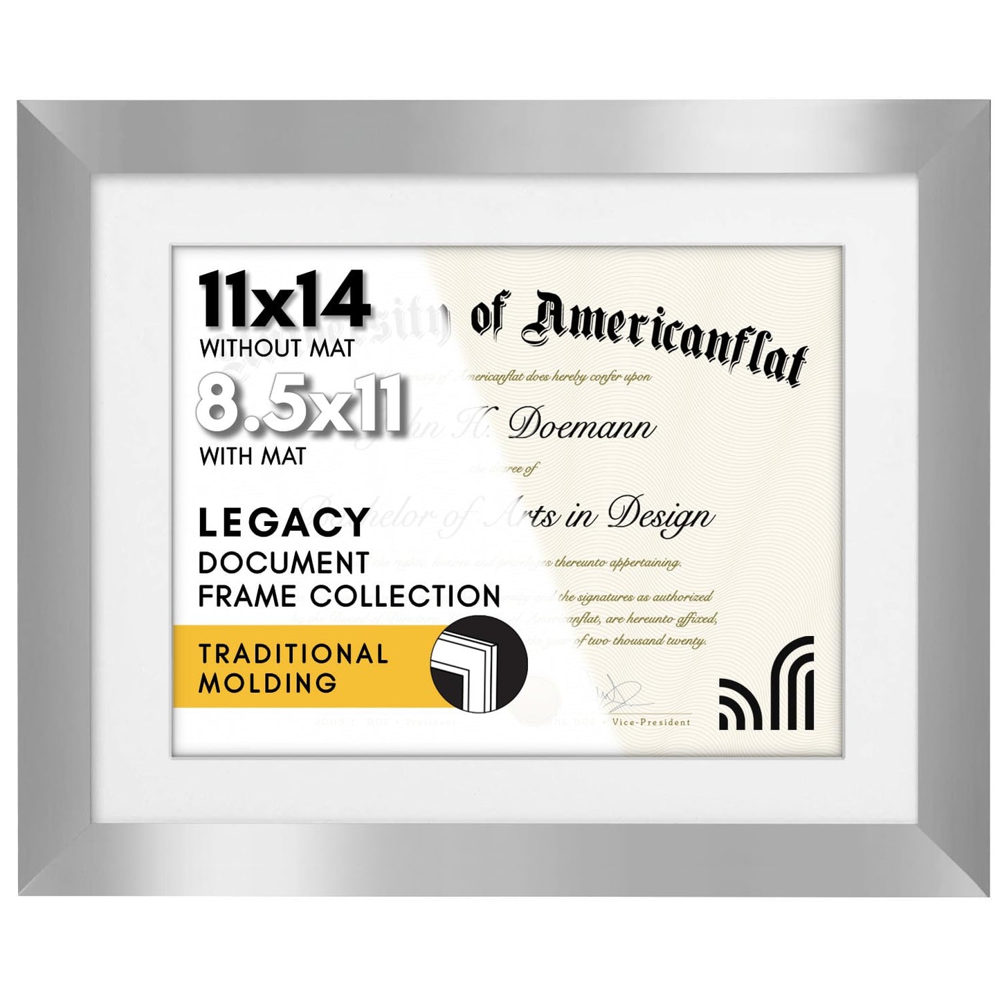 Americanflat Diploma Frame | With 8.5x11 Mat | Shatter-Resistant Glass