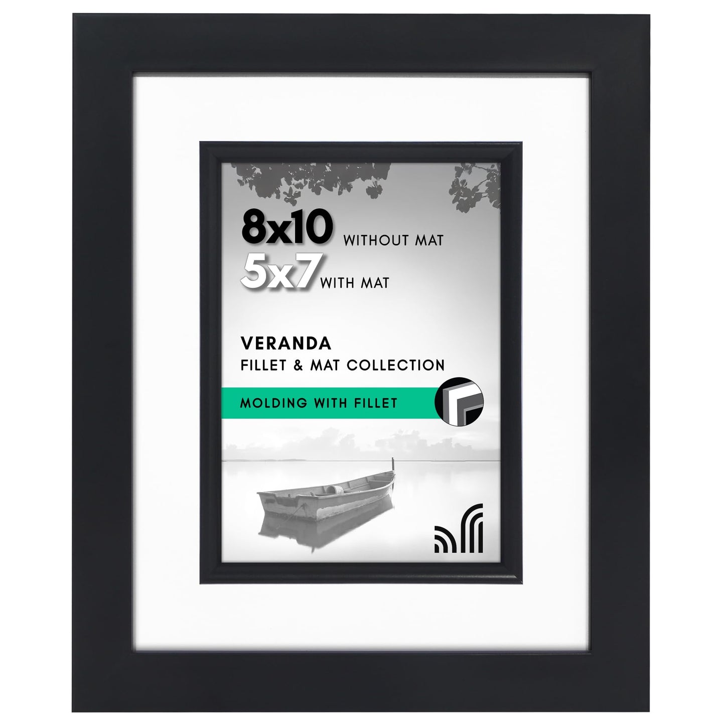 Americanflat Veranda Frame | With Mat | Fillet Accent | Shatter-Resistant