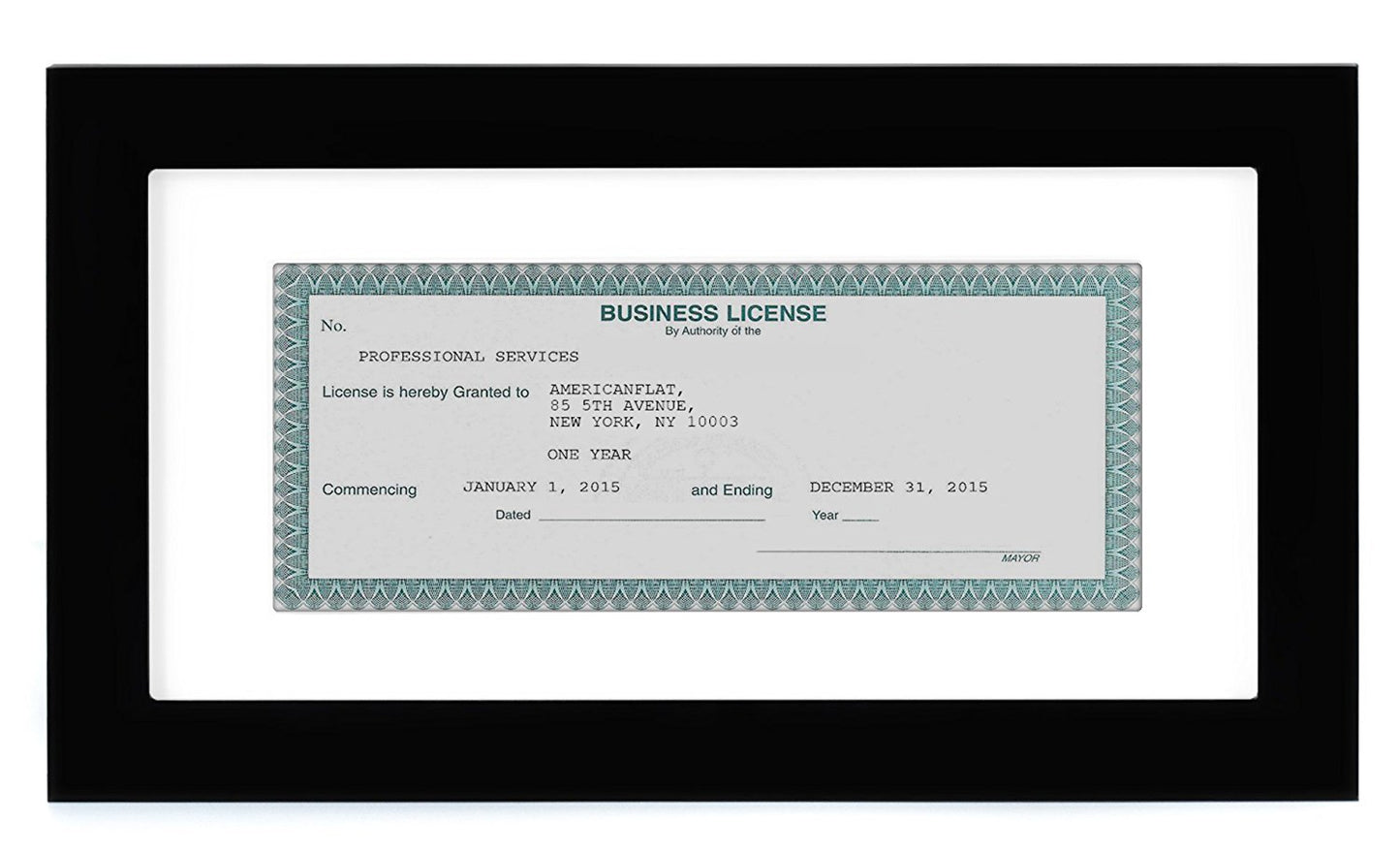 Americanflat License Frame | With 3.5x8 Mat | Tabletop & Wall | Legacy