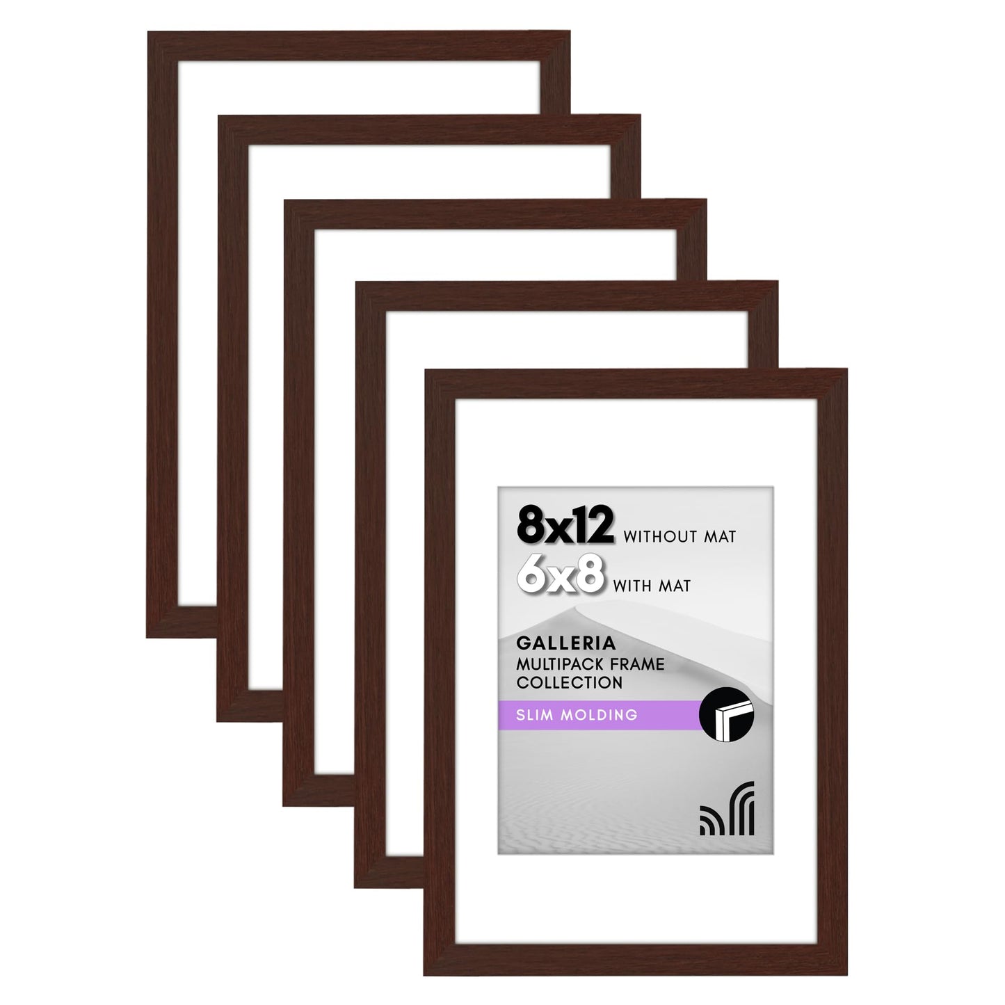 Americanflat Galleria Picture Frames | Set of 5 | With Mat | Acrylic