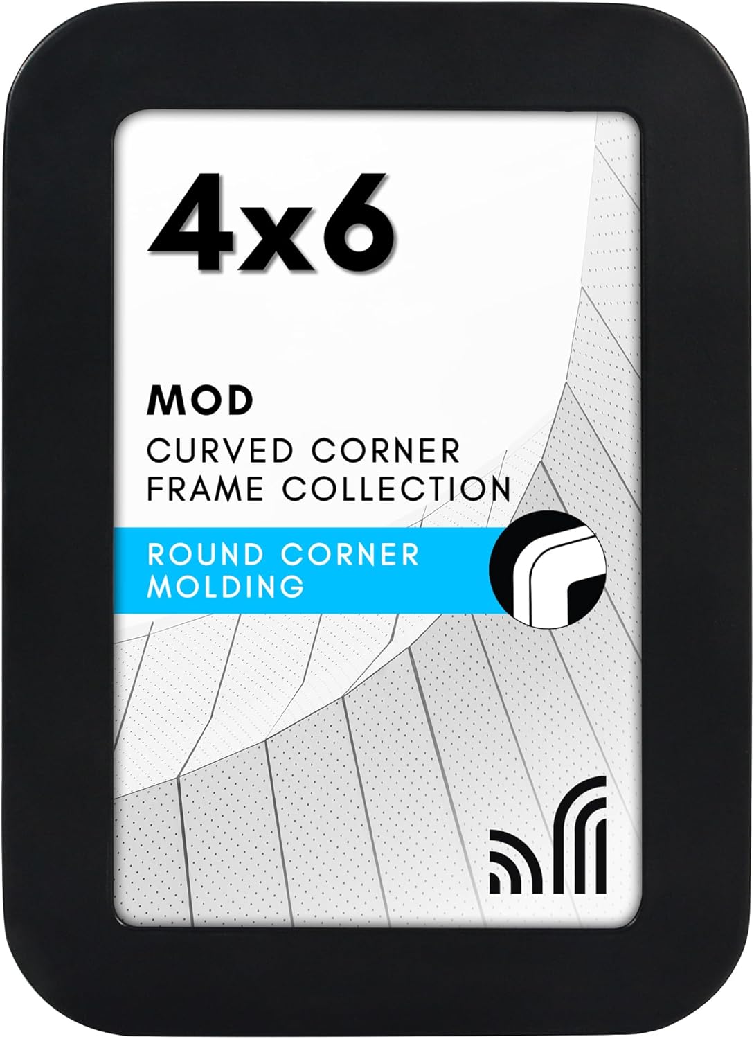 Americanflat 4x6 Picture Frame with Round Corner Molding - Mod Collection - Black Photo Frame with Shatter-Resistant Glass for Tabletop and Wall Display