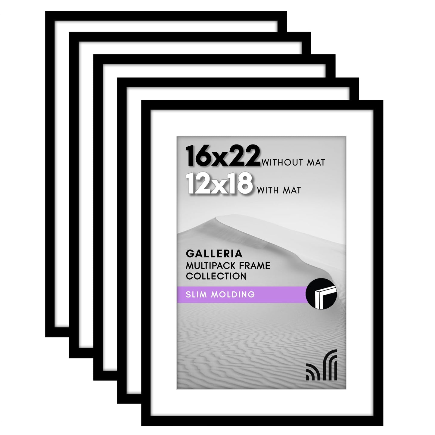 Americanflat Galleria Picture Frames | Set of 5 | With Mat | Acrylic