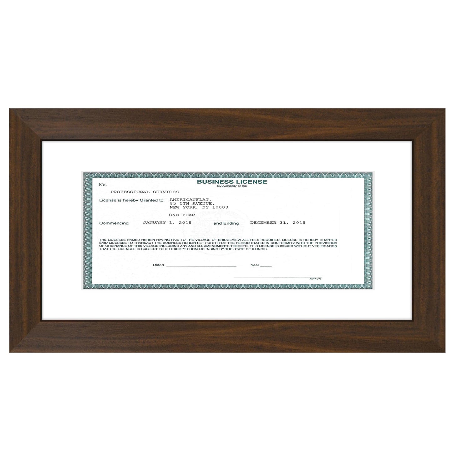 Americanflat License Frame | With 3.5x8 Mat | Tabletop & Wall | Legacy
