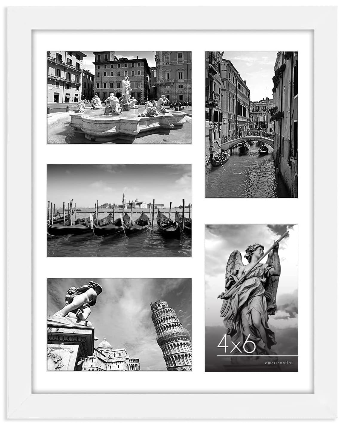 Americanflat Collage Frame | Fits Five 4x6 | Shatter-Resistant Glass