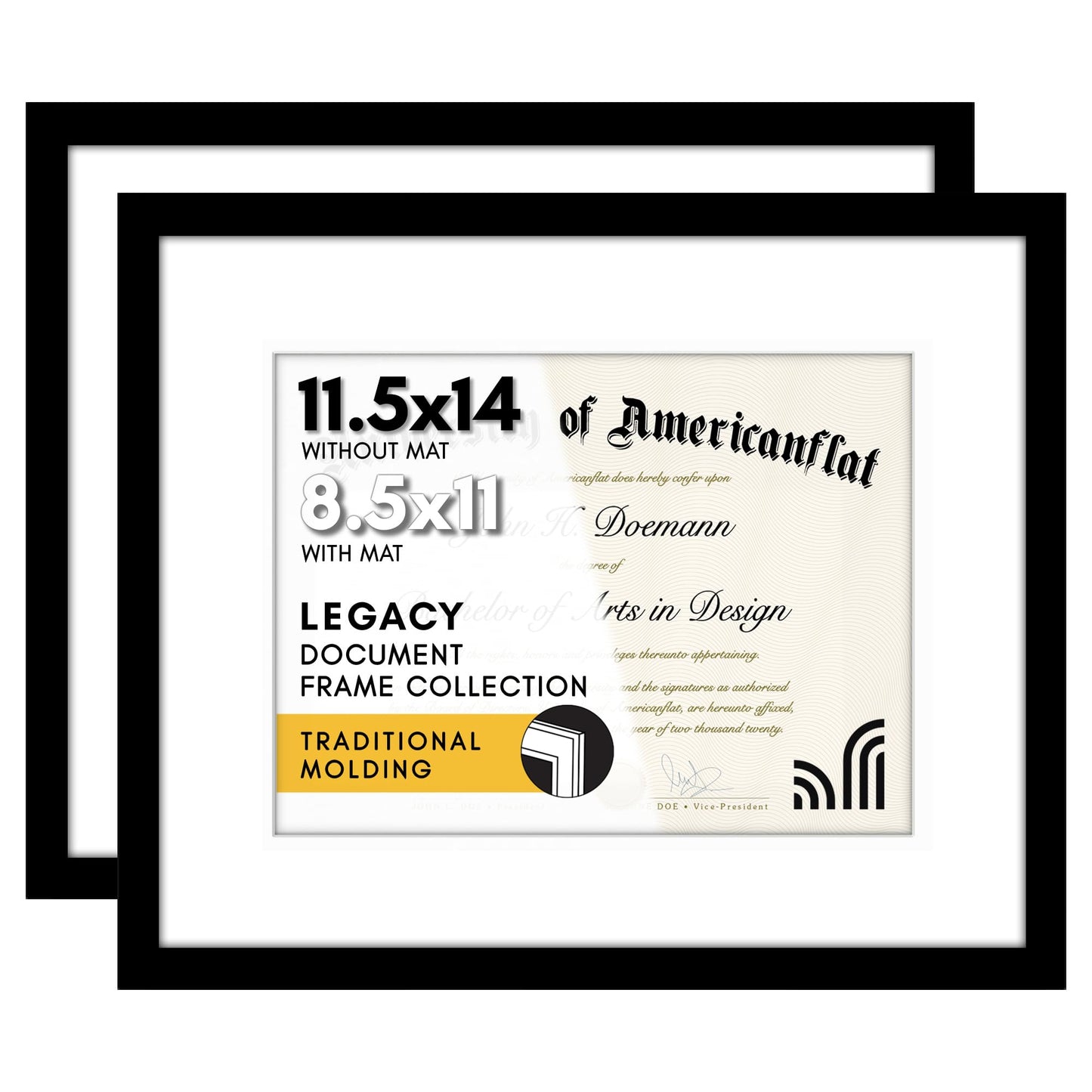 Americanflat Galleria Picture Frames | Set of 2 | With Mat | Acrylic