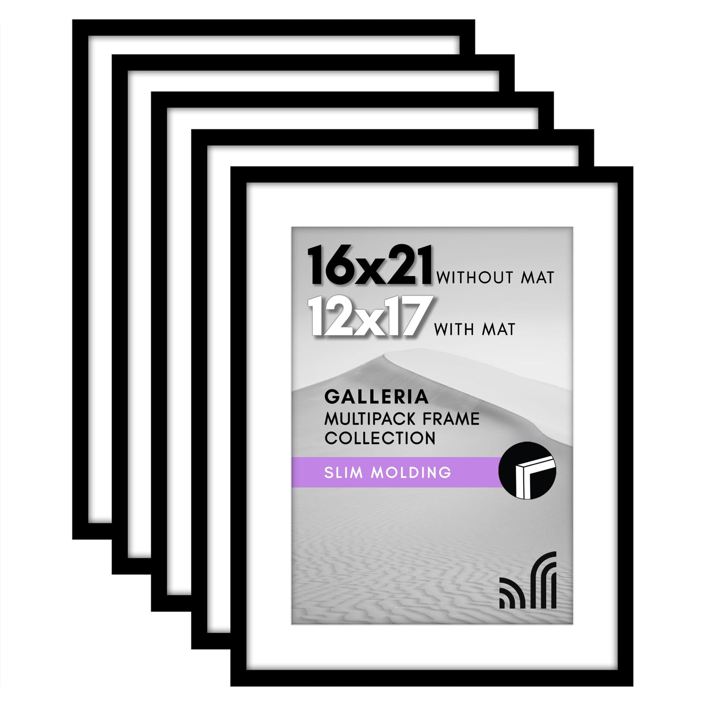 Americanflat Galleria Picture Frames | Set of 5 | With Mat | Acrylic
