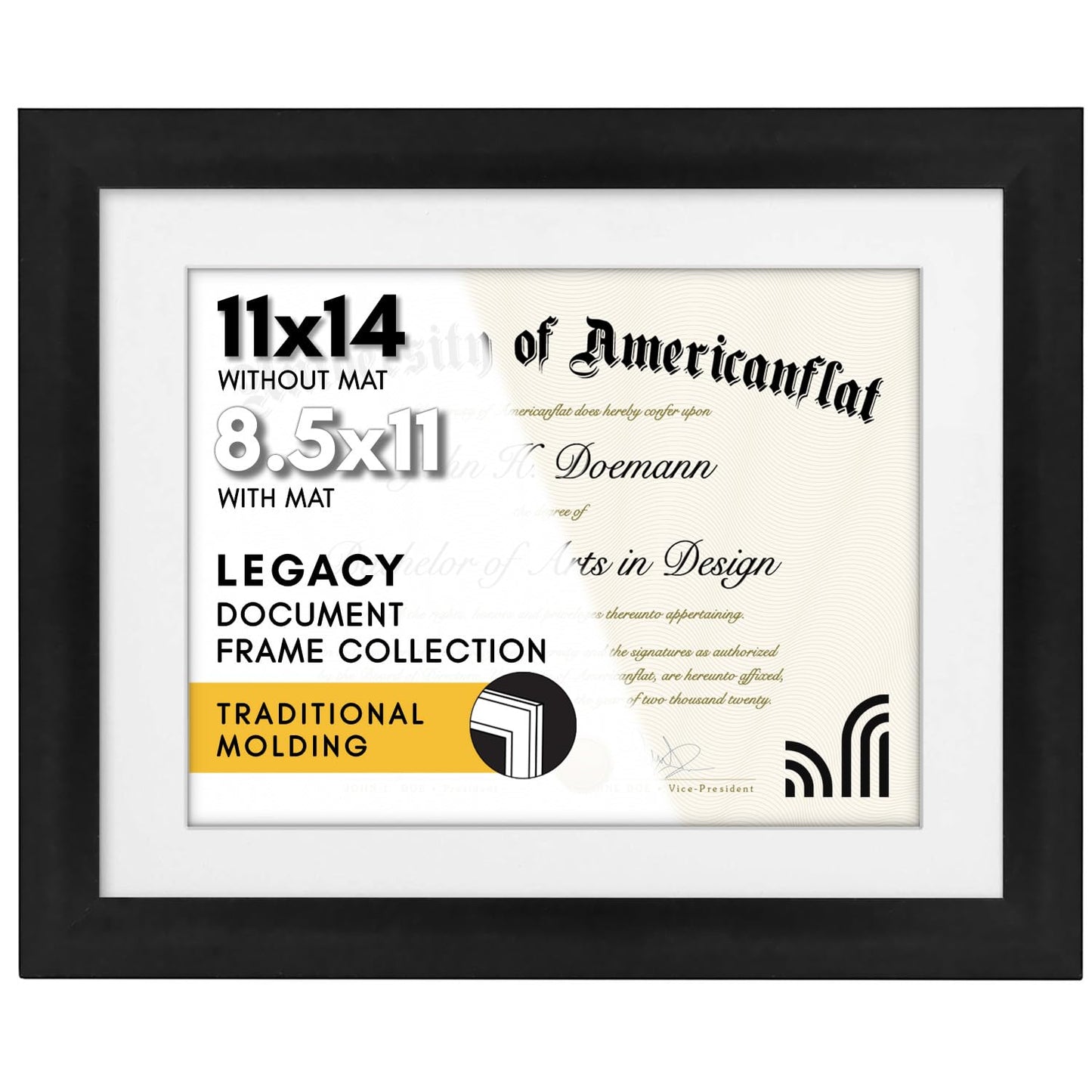 Americanflat Diploma Frame | With 8.5x11 Mat | Shatter-Resistant Glass