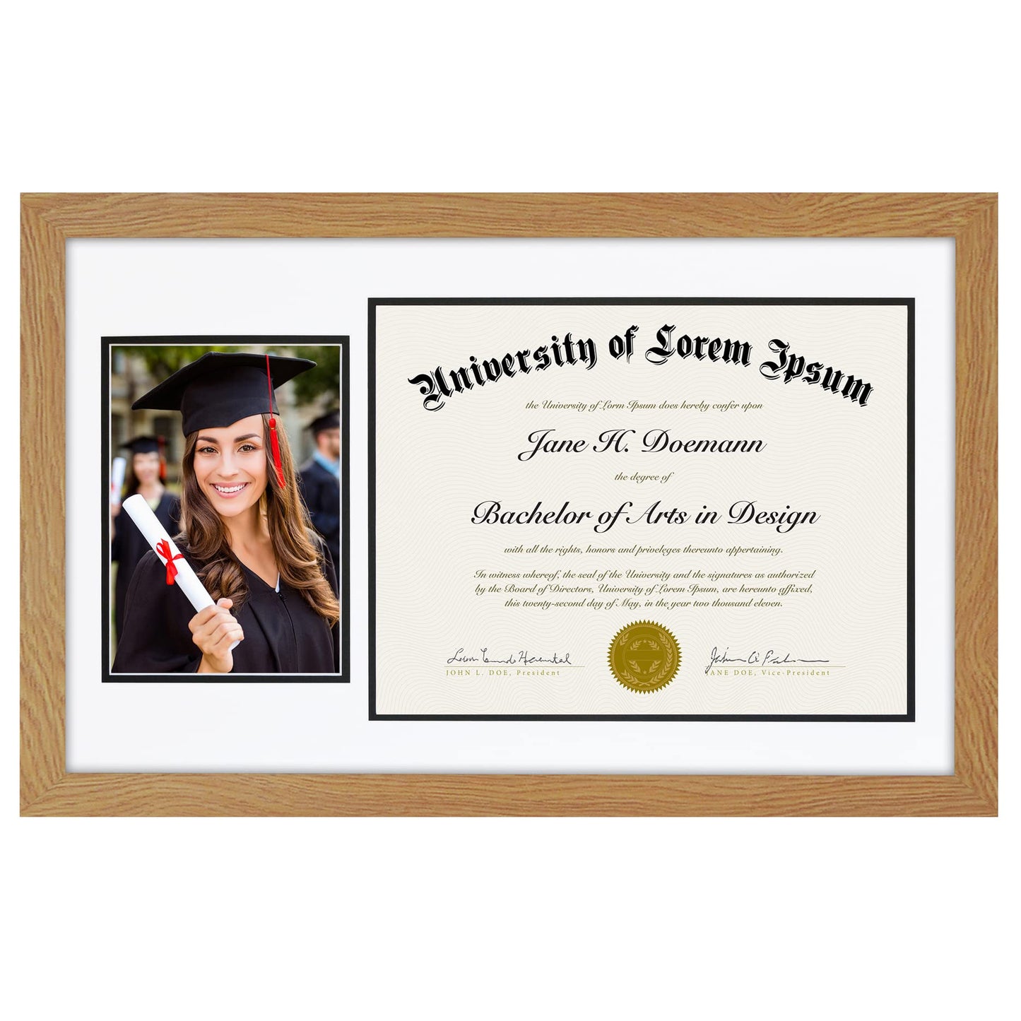 Diploma Frame, Fits 8.5x11, Safety Glass - Americanflat