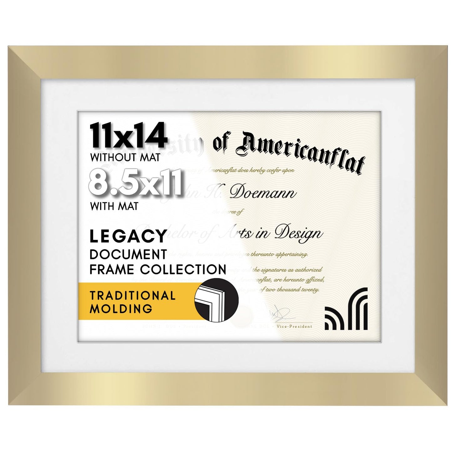 Americanflat Diploma Frame | With 8.5x11 Mat | Shatter-Resistant Glass