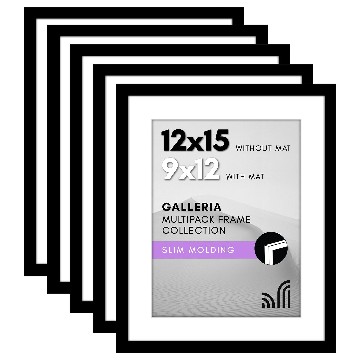Americanflat Galleria Picture Frames | Set of 5 | With Mat | Acrylic