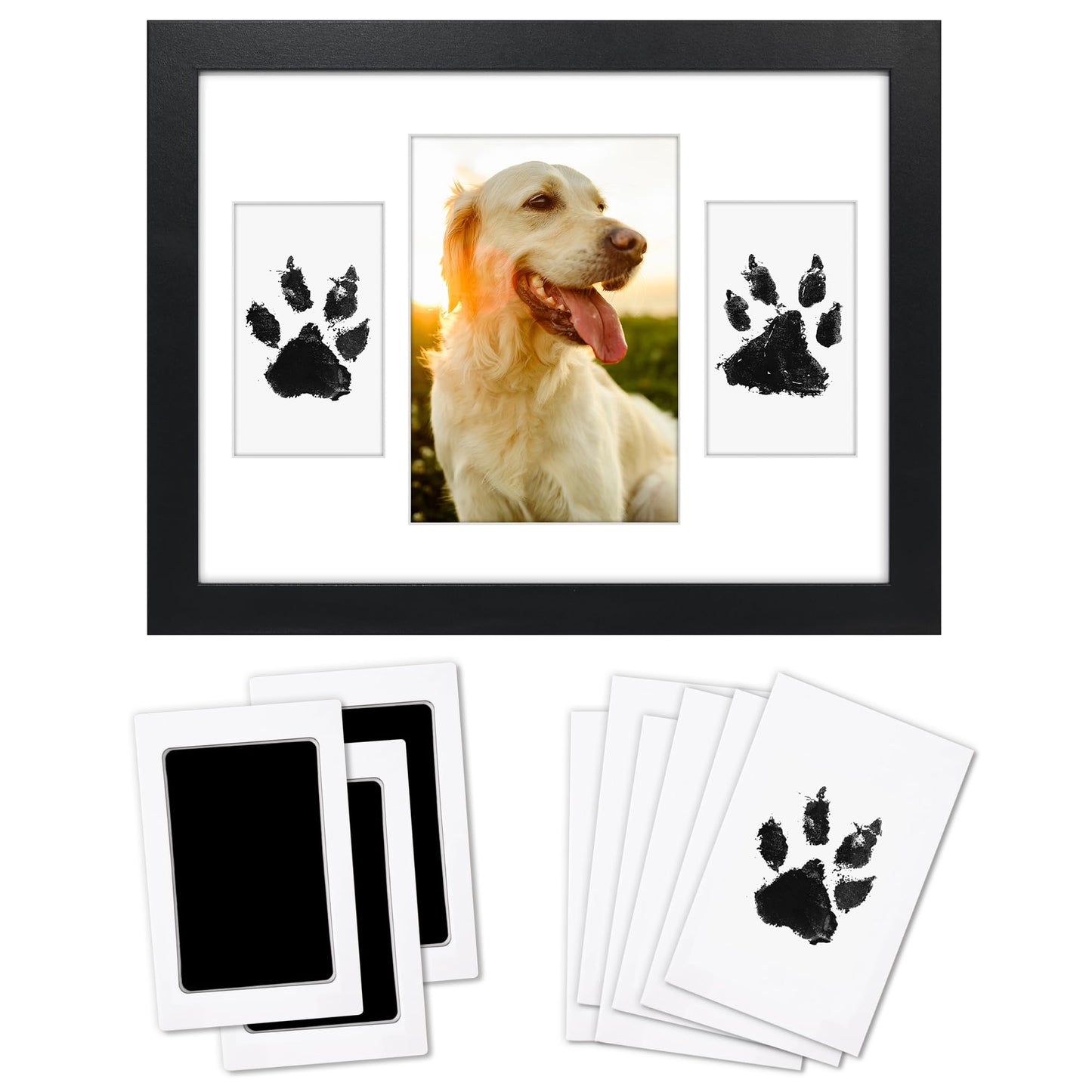 Americanflat Inkless Print Frame Kit | 9x12 | 3-Opening Mat | Mess-Free Ink