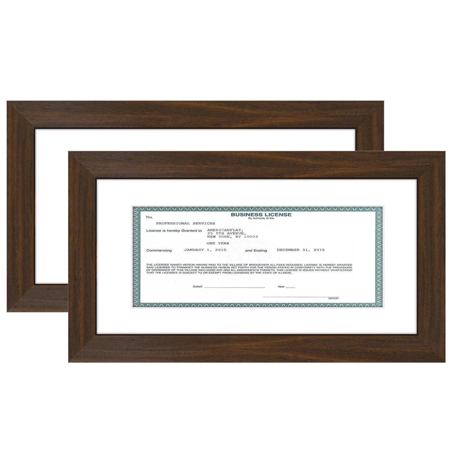 Americanflat License Frame | Set of 2 | 3.5x8 Mat | Shatter-Resistant Glass