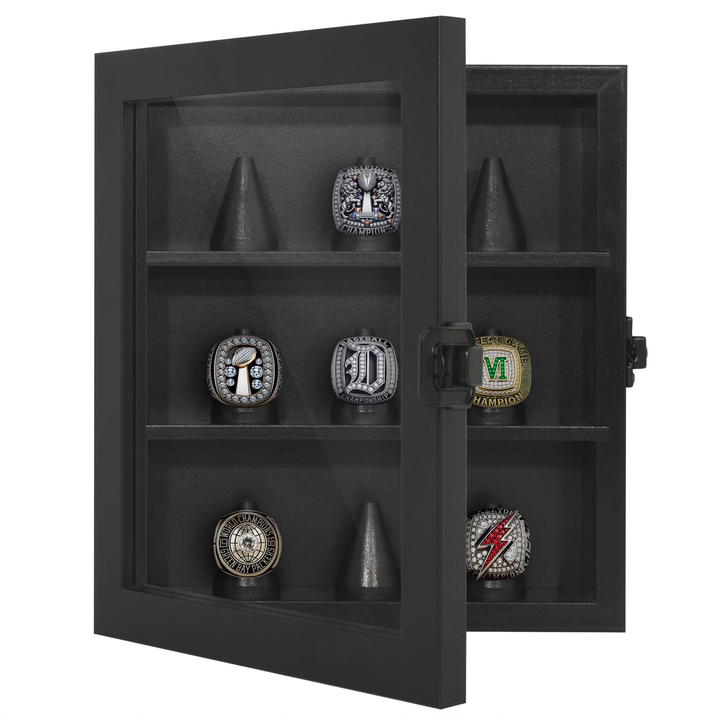 Championship Ring Display Case - Holds 20, 3 or 9 Rings | All-Star Collection