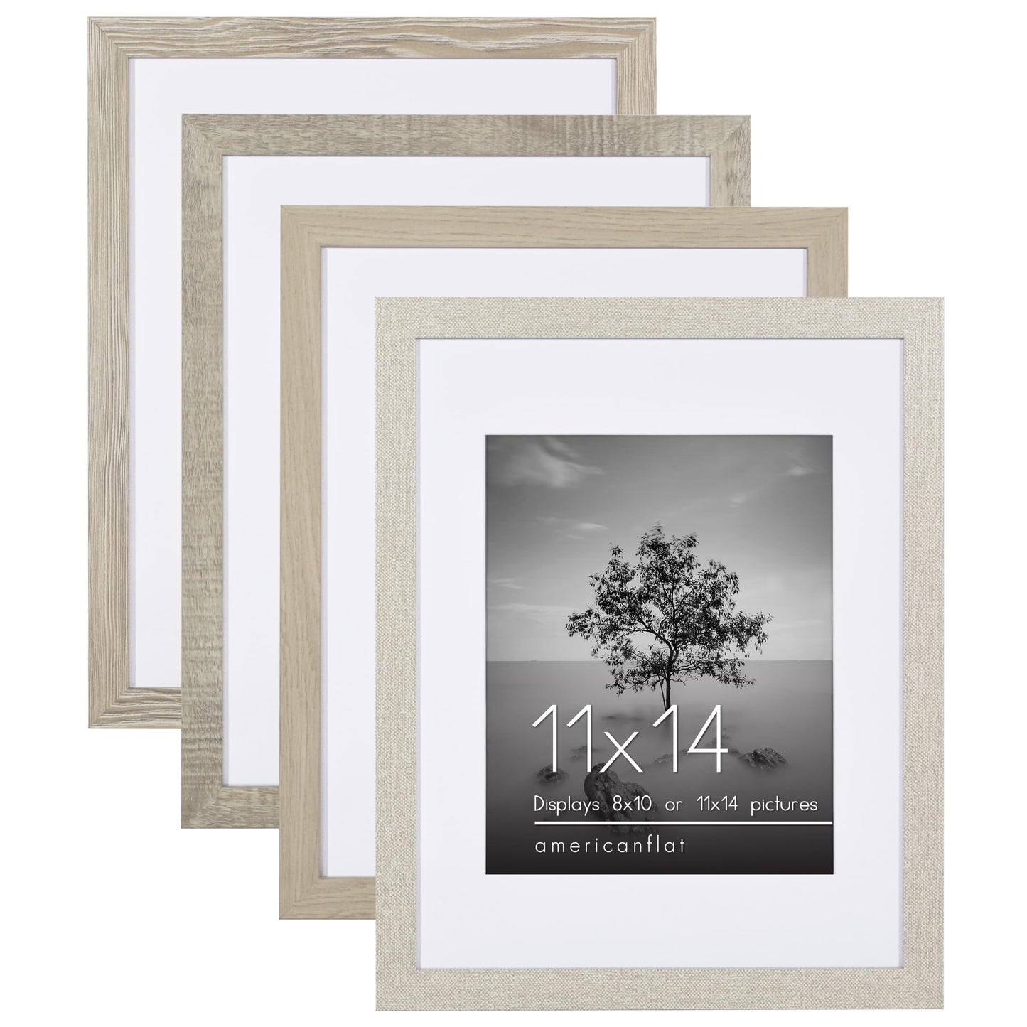 Americanflat Picture Frame Set | Set of 4 | With Mat | Shatter-Resistant