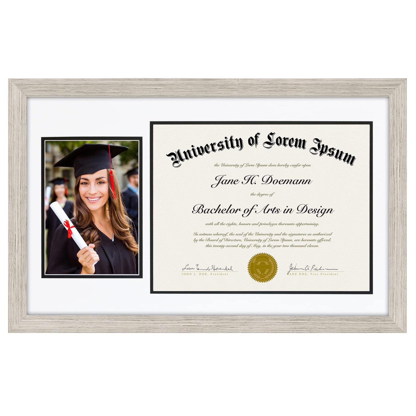 Diploma Frame, Fits 8.5x11, Safety Glass - Americanflat