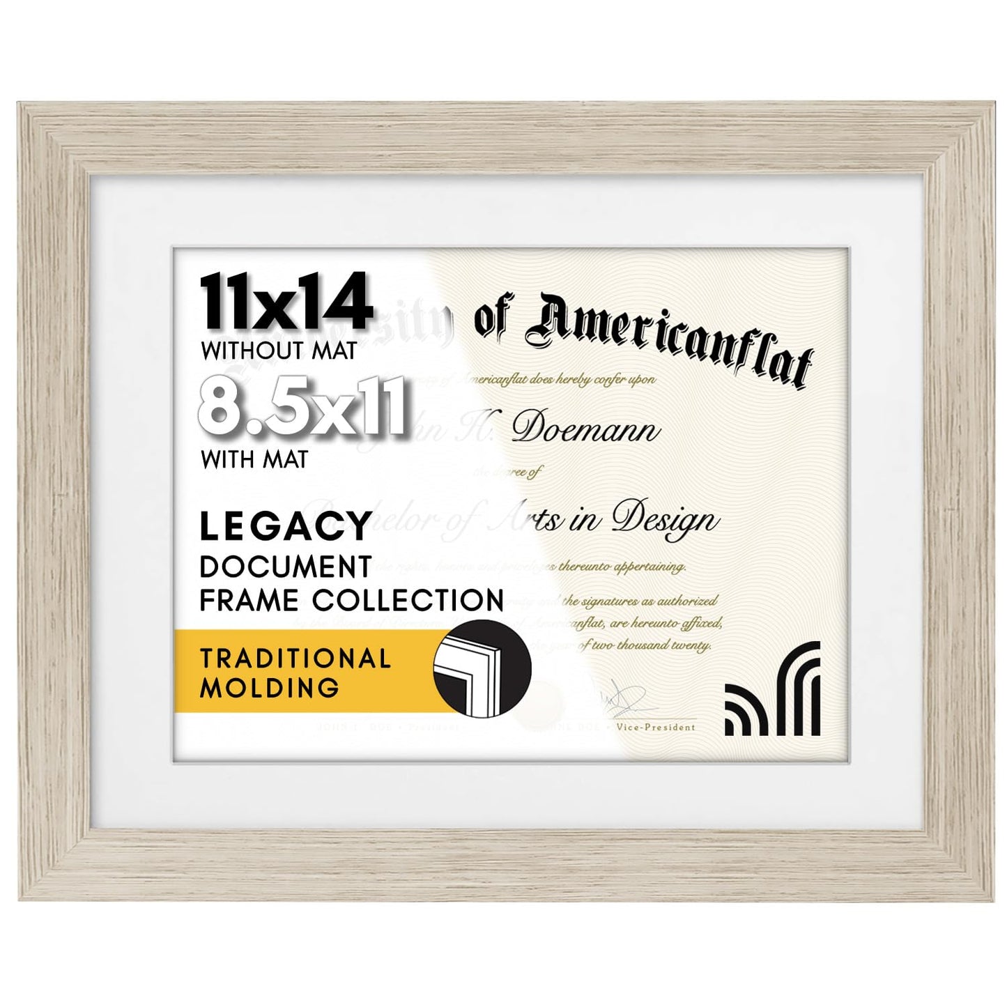Americanflat Diploma Frame | With 8.5x11 Mat | Shatter-Resistant Glass