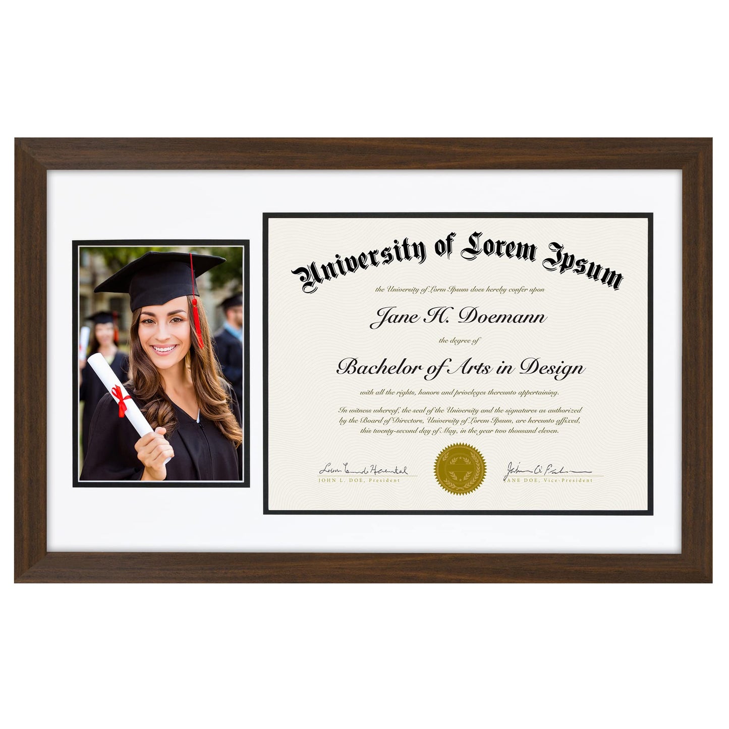 Diploma Frame, Fits 8.5x11, Safety Glass - Americanflat