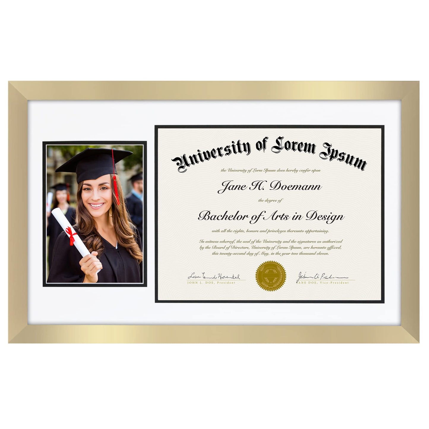 Diploma Frame, Fits 8.5x11, Safety Glass - Americanflat