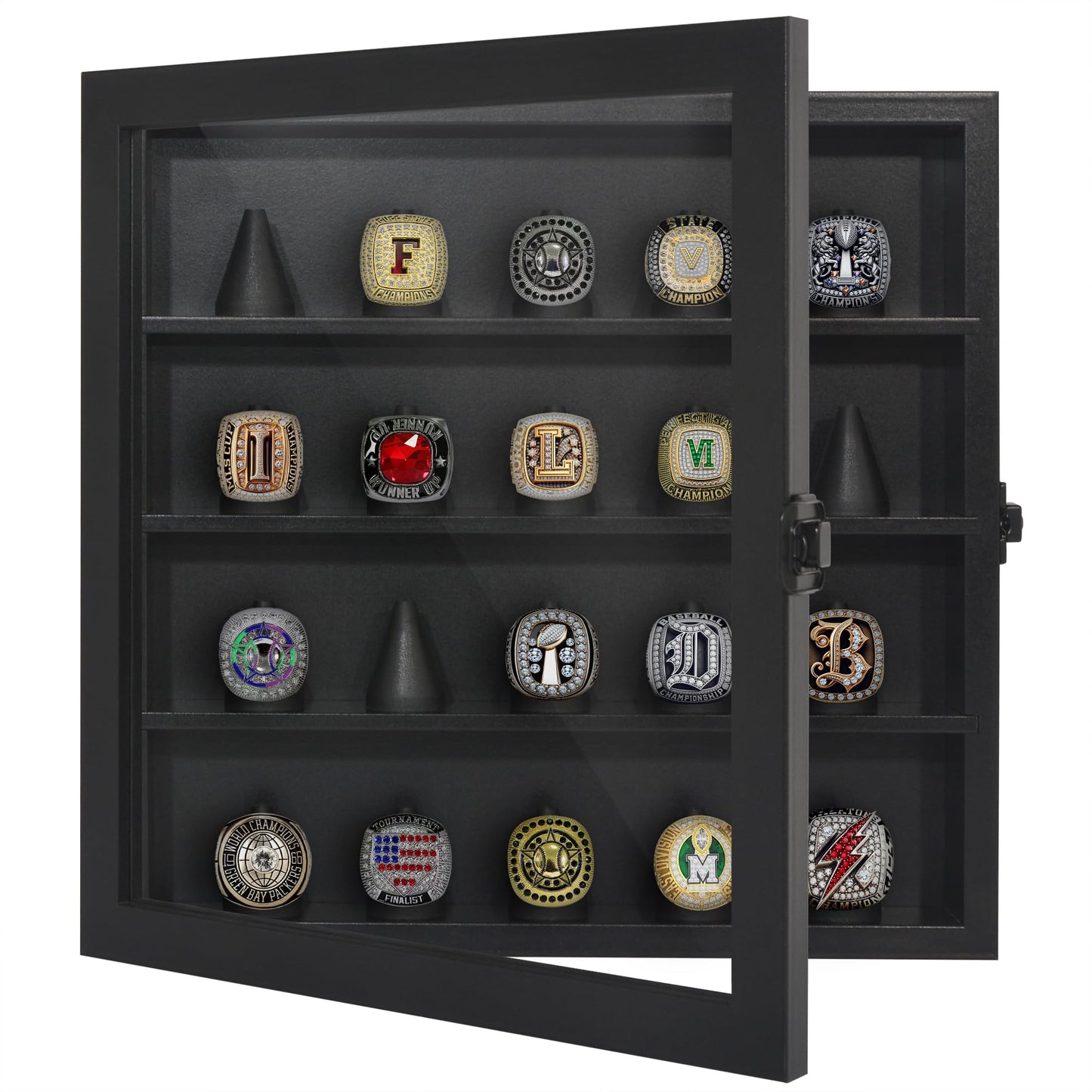 Championship Ring Display Case - Holds 20, 3 or 9 Rings | All-Star Collection