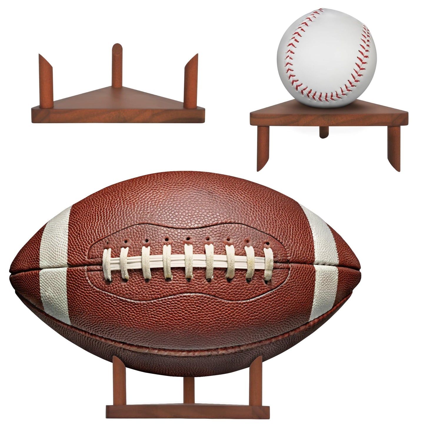 ports Ball Display Stand for Baseball, Basketball, Football, and Tennis Set of 3 | All-Star Collection