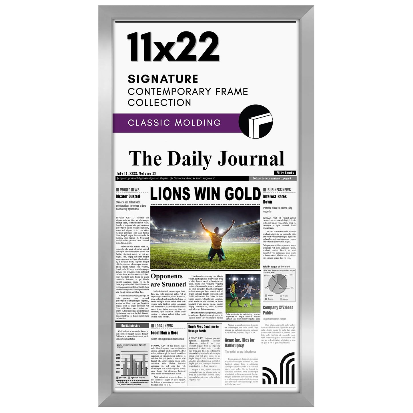 Newspaper Frame 11x22 Without Mat - Americanflat