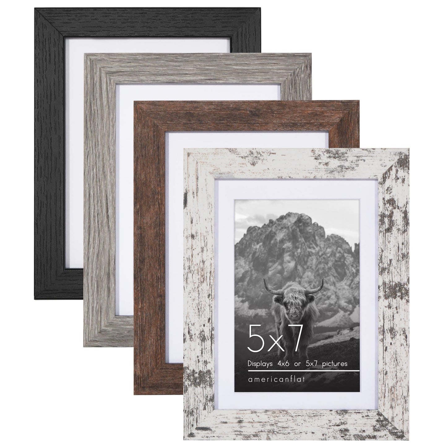 Americanflat Picture Frame Set | Set of 4 | With Mat | Shatter-Resistant