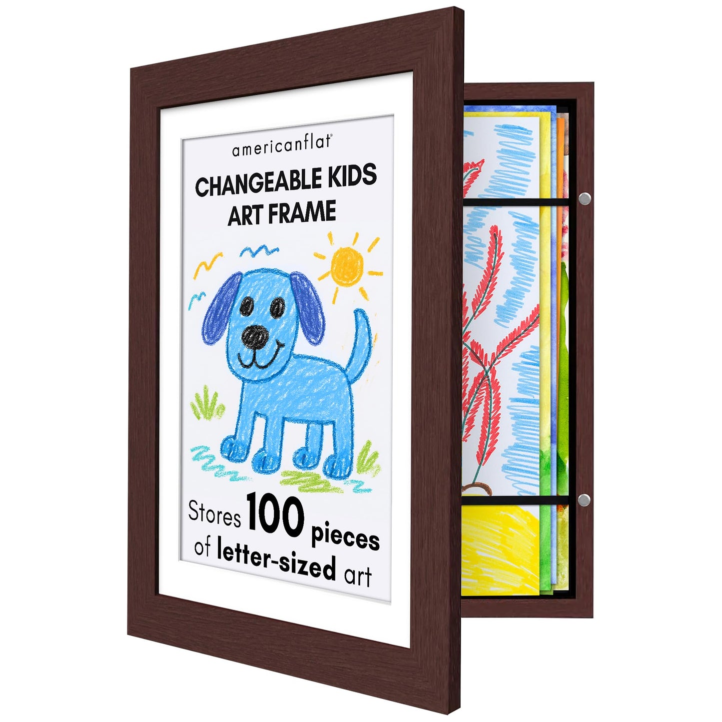 Americanflat Kids Art Frame | 10x12.5 Front-Loading | Holds 100 | With Mat