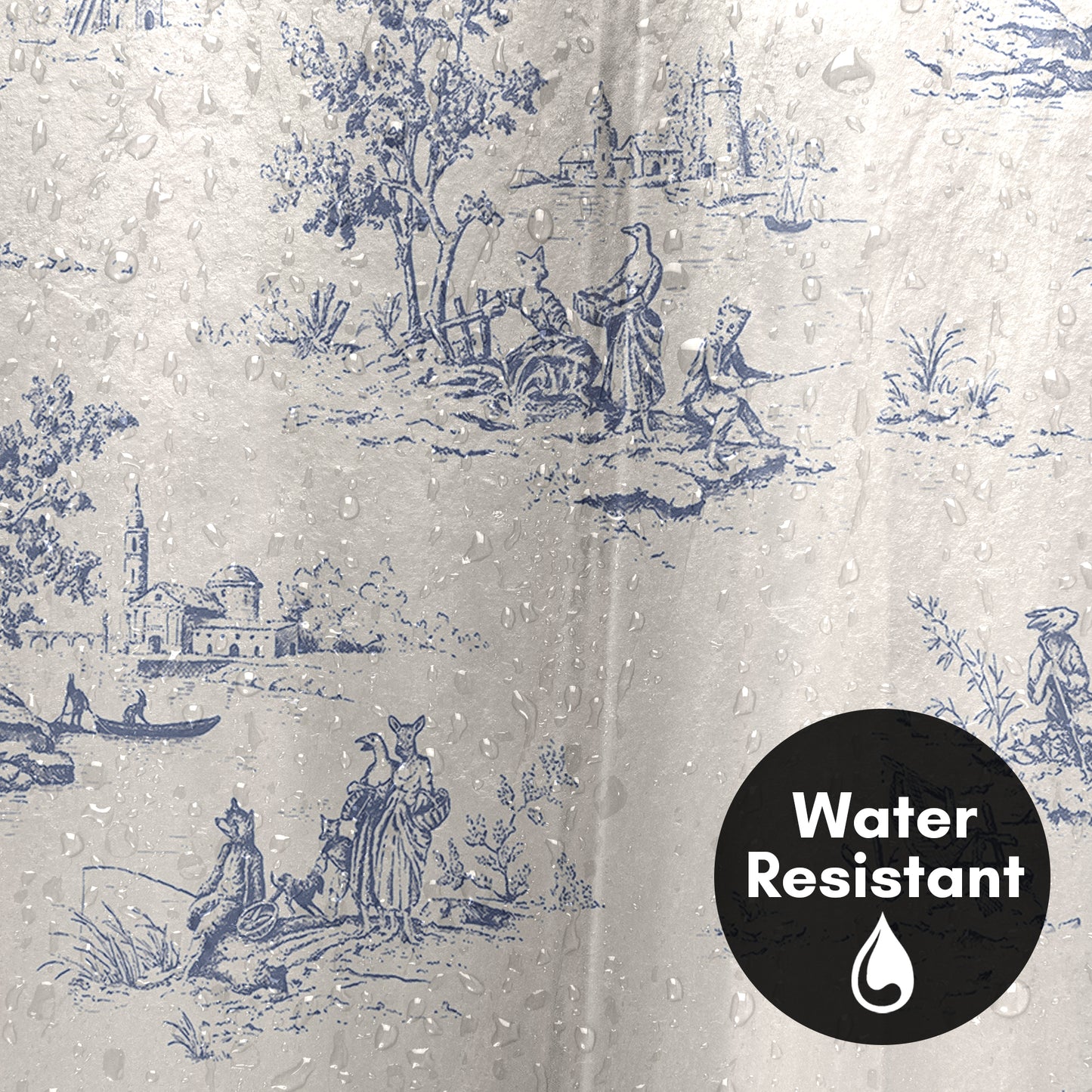 71x74 Shower Curtain with 12 Metal Grommets | Toile-Style
