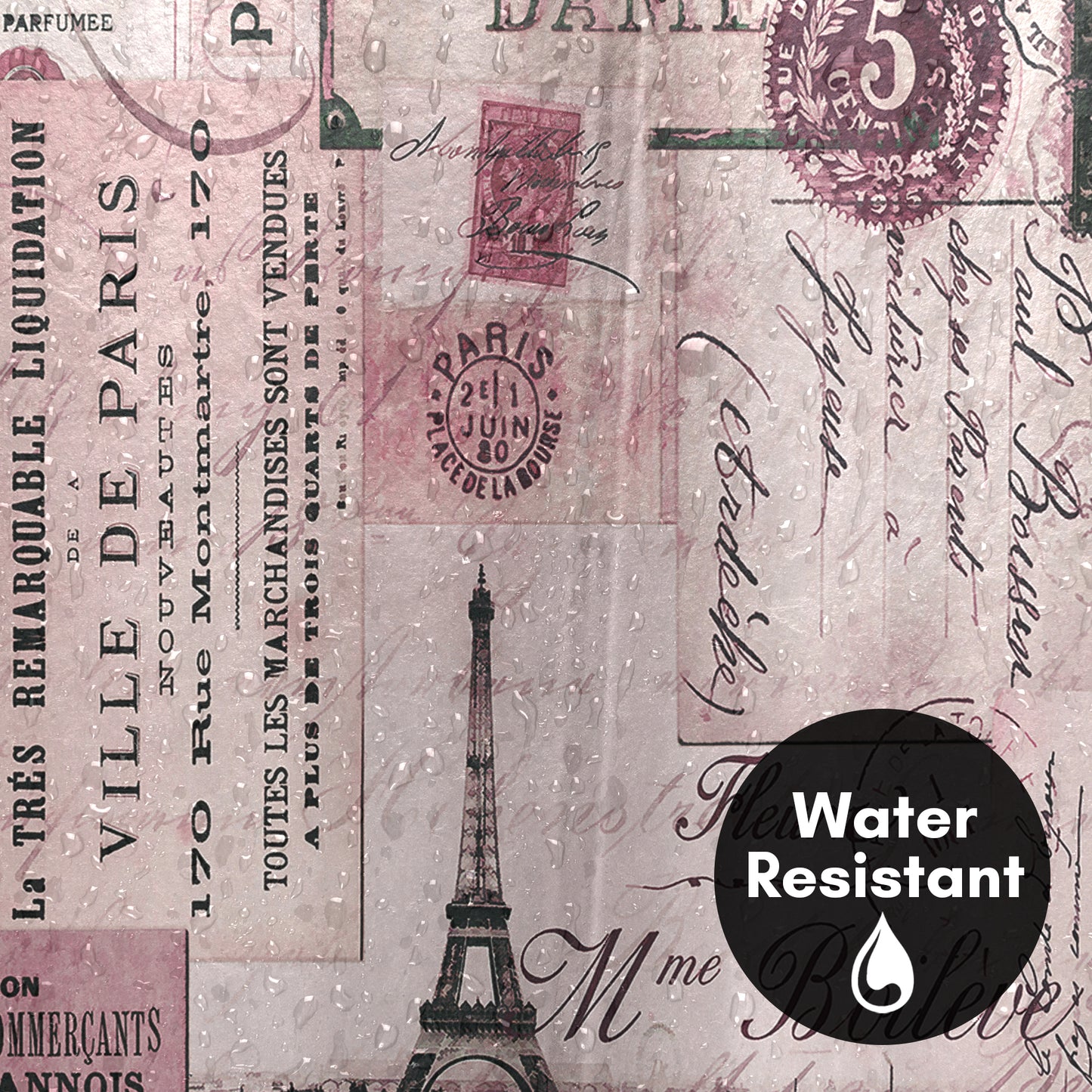 71x74 Shower Curtain with 12 Metal Grommets | Nostalgic Paris