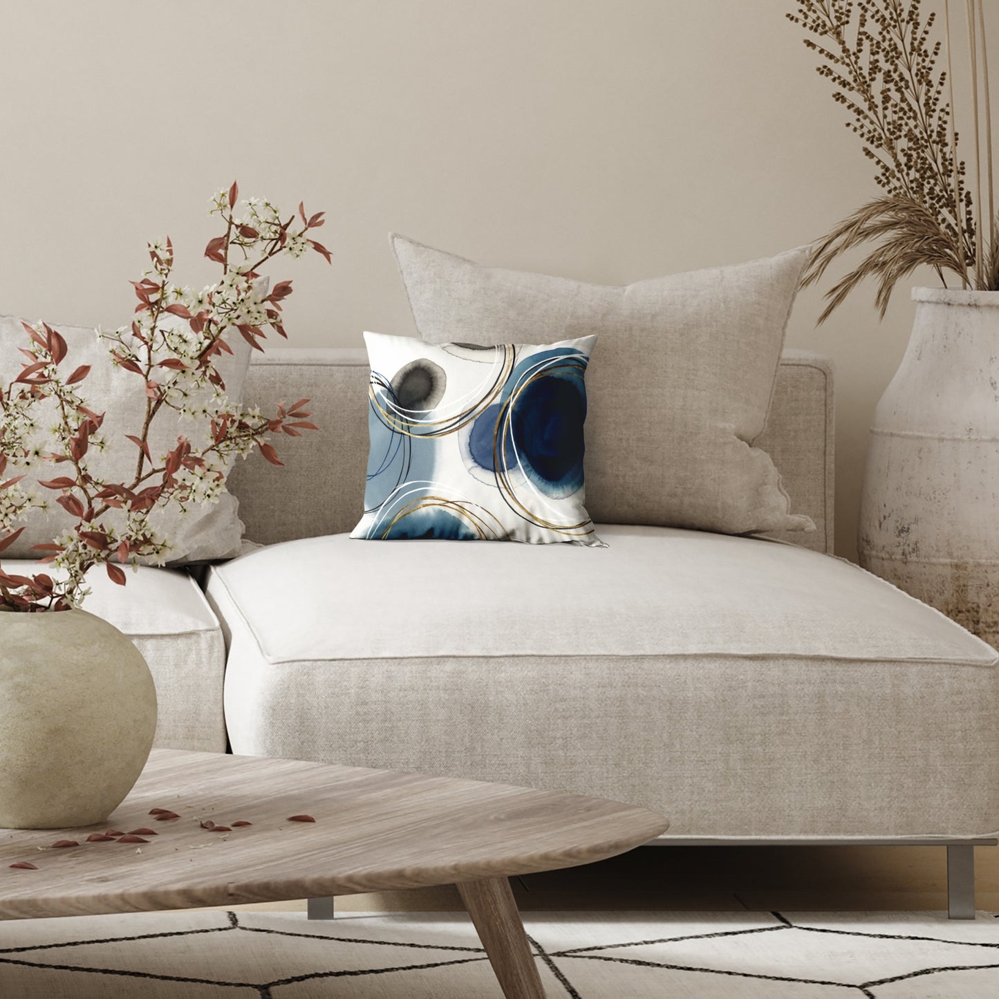Throw Pillow with Sewn-In Insert | Abstract Design