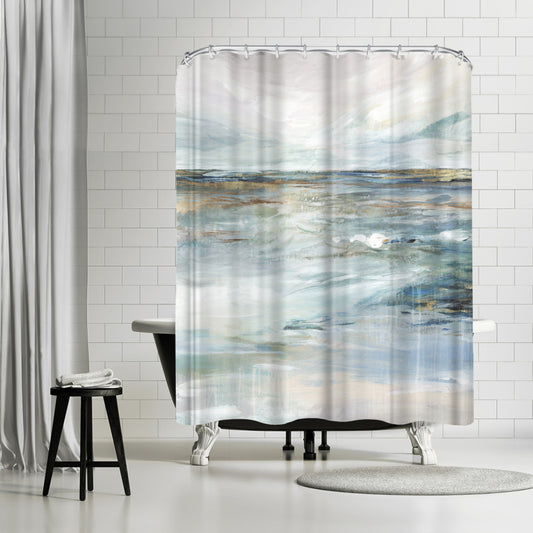 71" x 74" Abstract Shower Curtain with 12 Hooks, Midnight Clear II by PI Creative Art