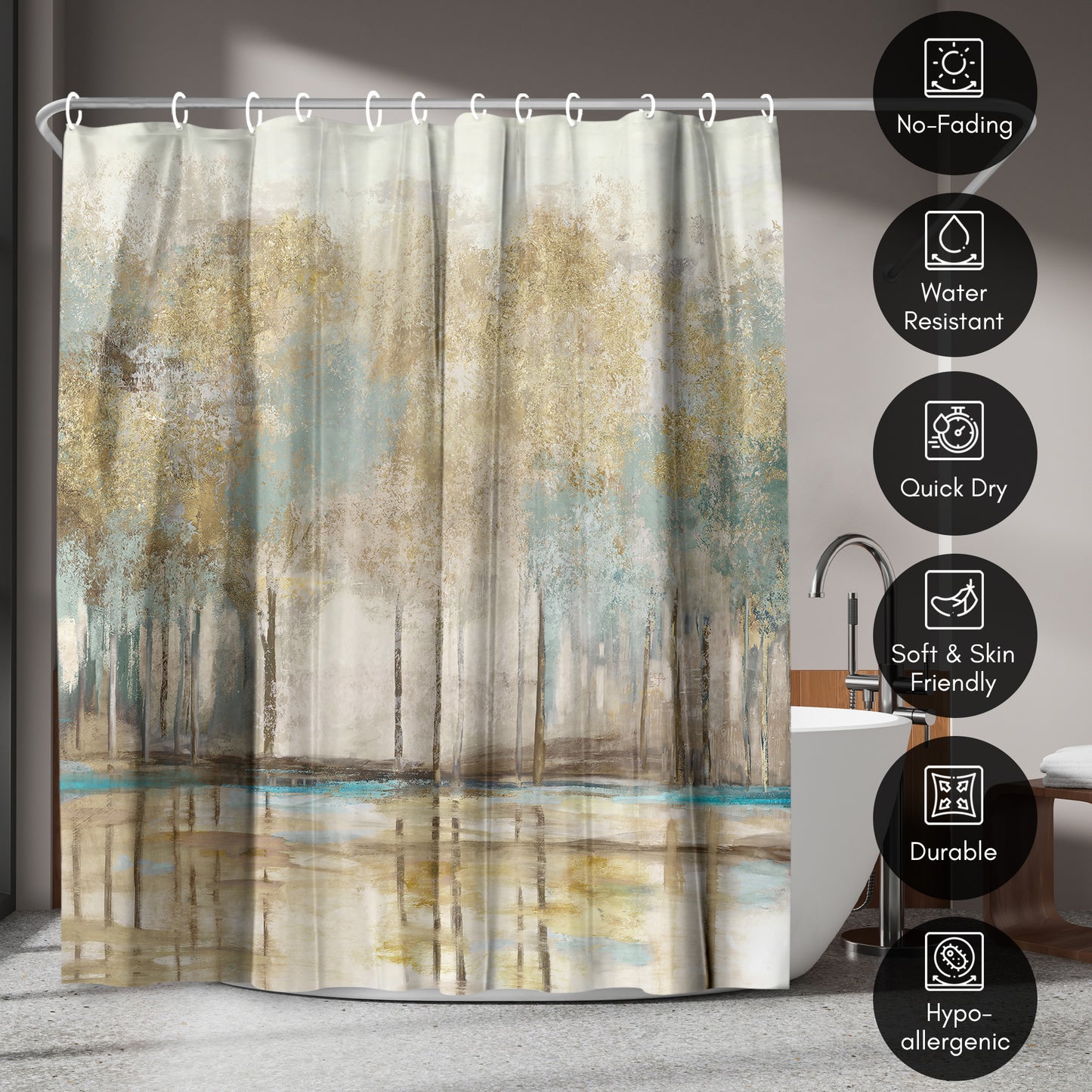 71x74 Shower Curtain with 12 Metal Grommets | Woodlot