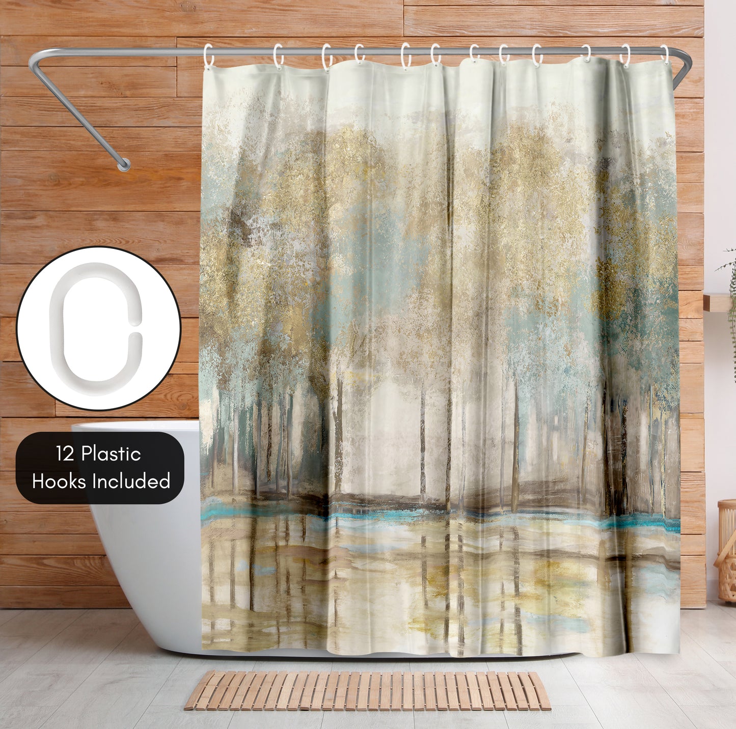 71x74 Shower Curtain with 12 Metal Grommets | Woodlot