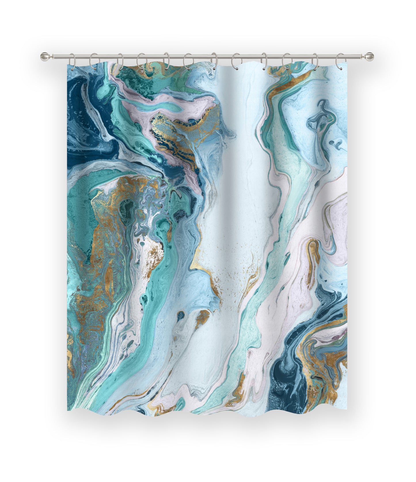 71" x 74" Abstract Shower Curtain with 12 Hooks, Marble Petroleum Ii by PI Creative Art