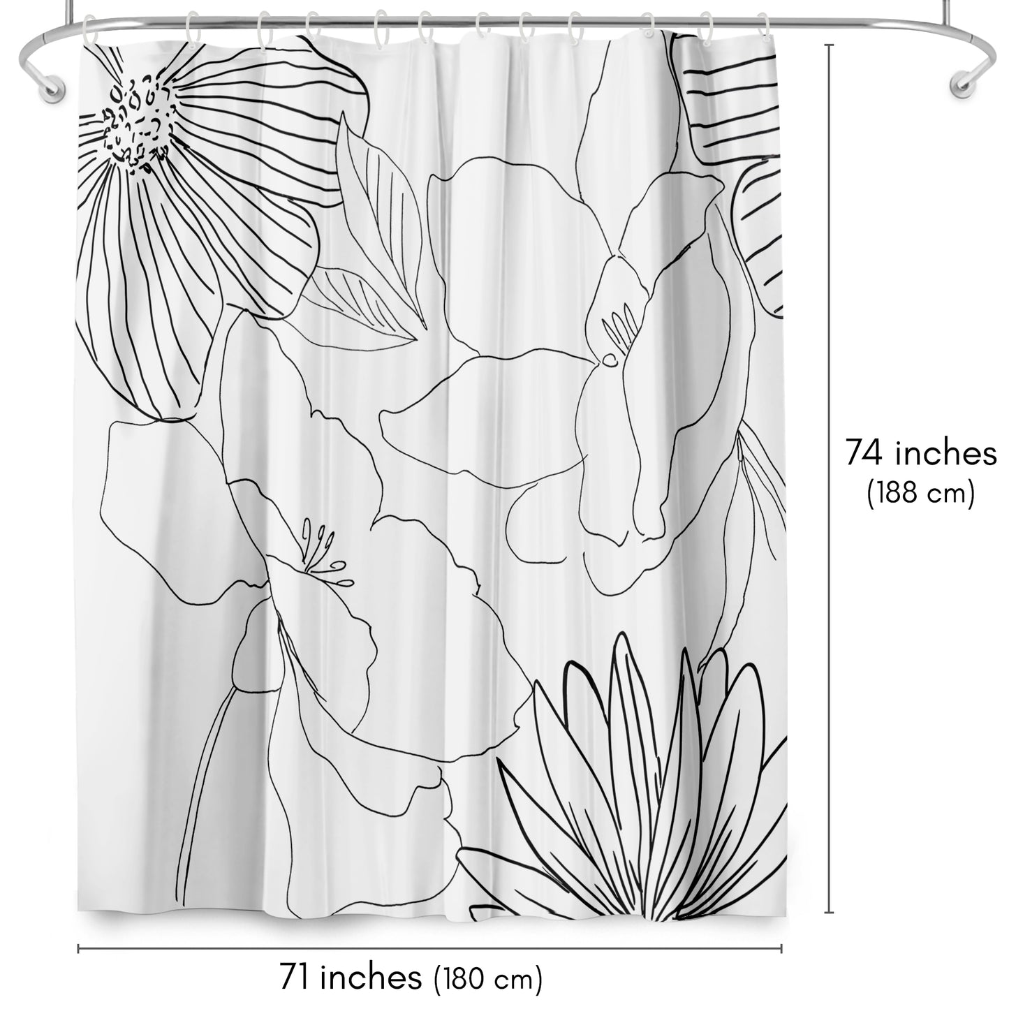 71x74 Shower Curtain with 12 Metal Grommets | Delicate Lines