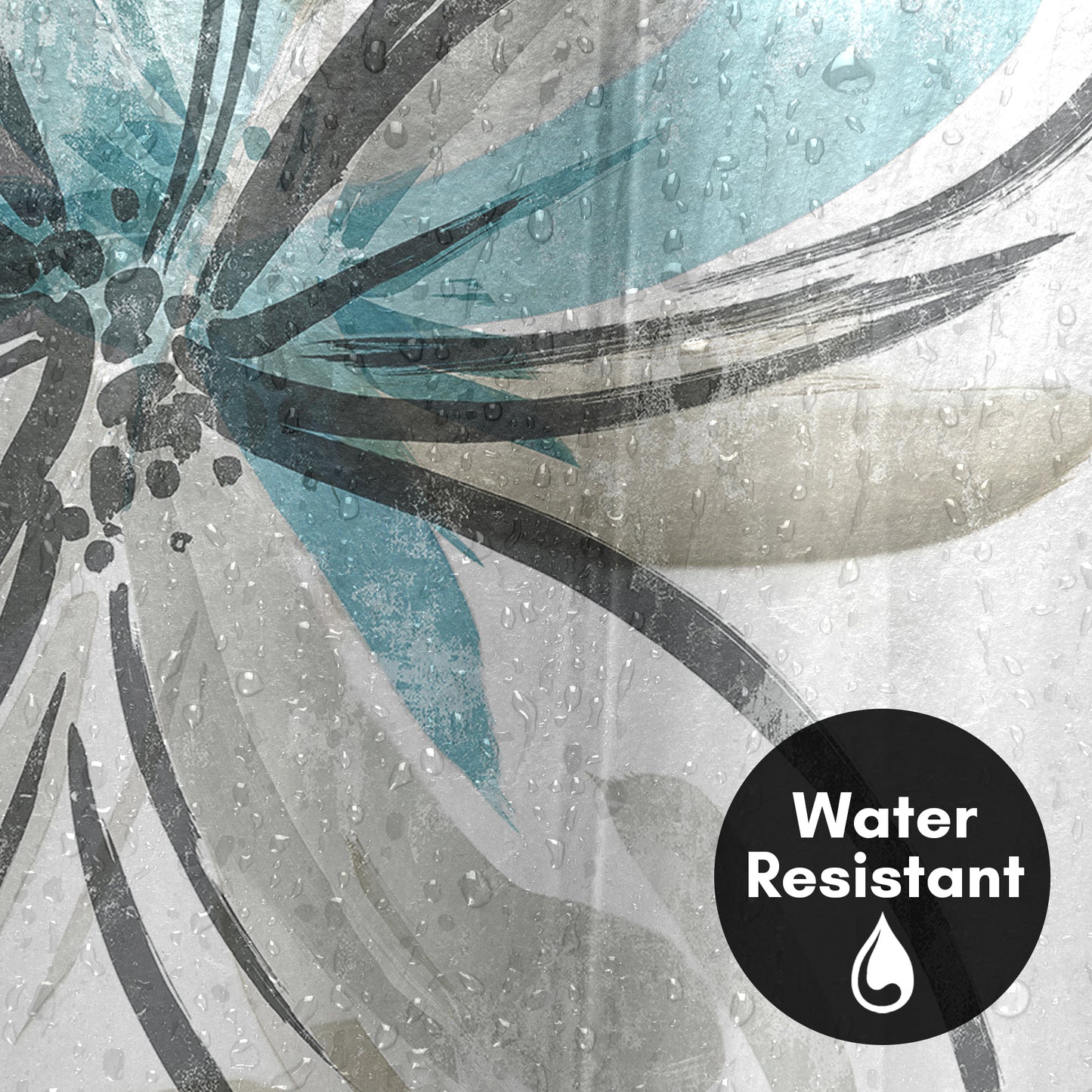 71x74 Shower Curtain with 12 Metal Grommets | Light Blue and Grey