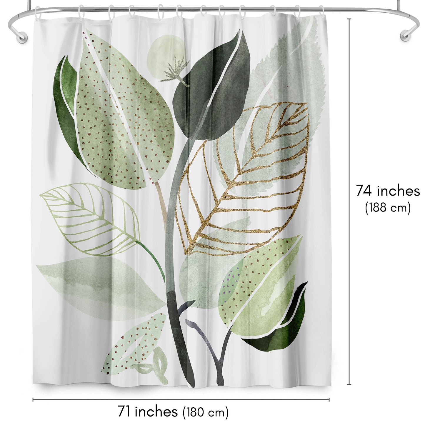 71x74 Shower Curtain with 12 Metal Grommets | Forest Bouquet