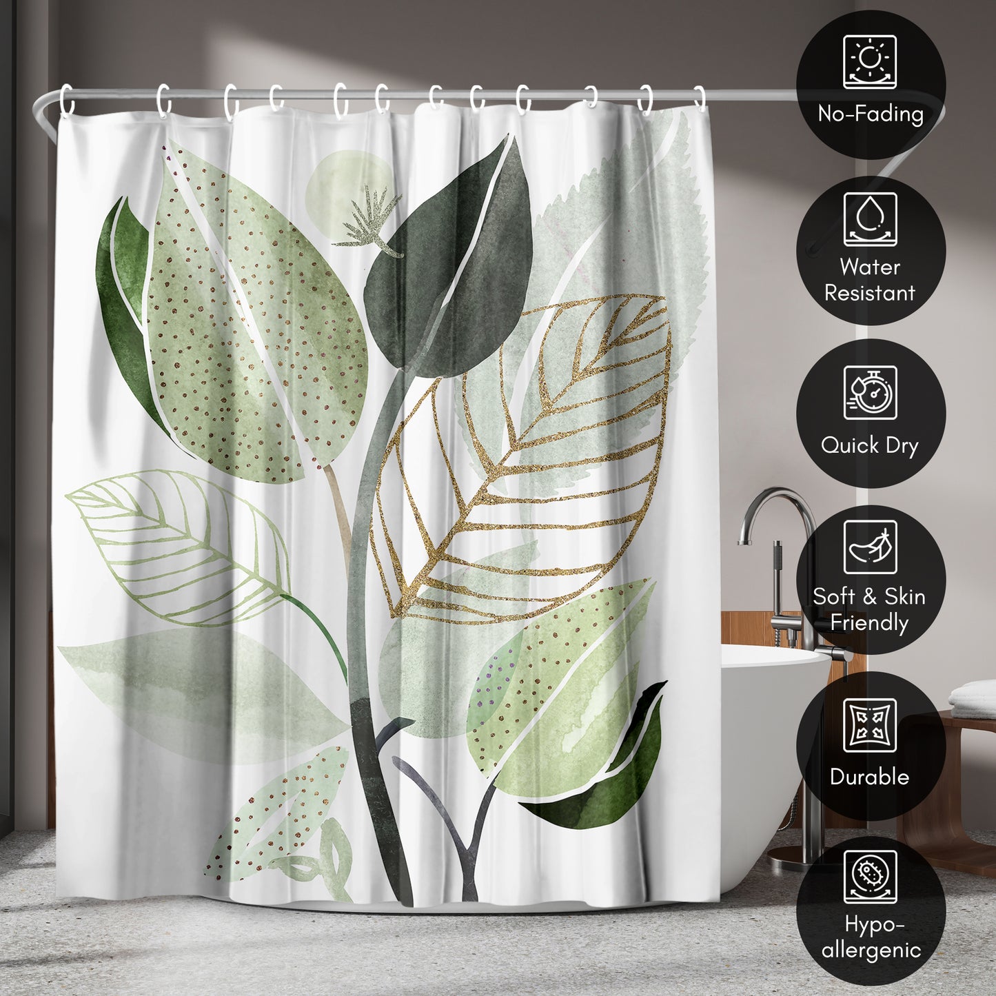71x74 Shower Curtain with 12 Metal Grommets | Forest Bouquet