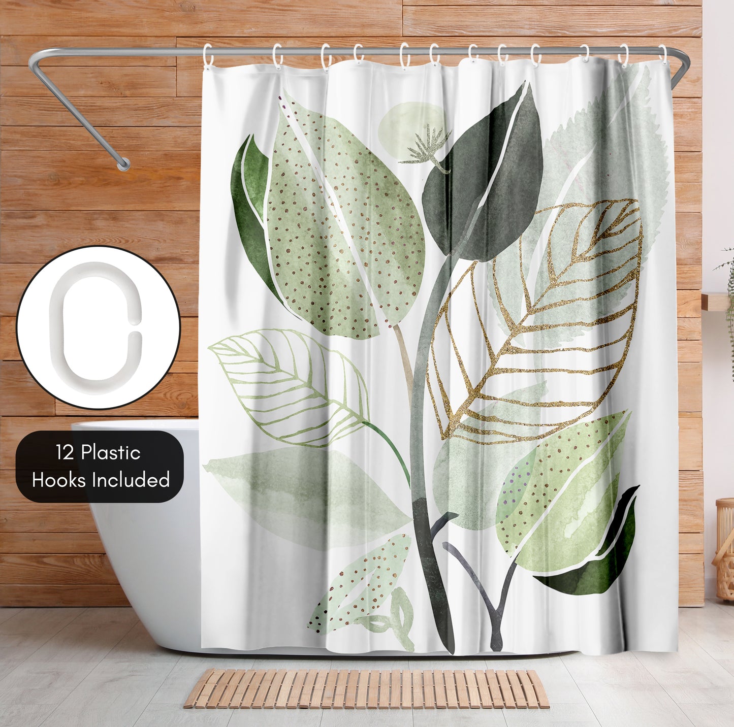 71x74 Shower Curtain with 12 Metal Grommets | Forest Bouquet