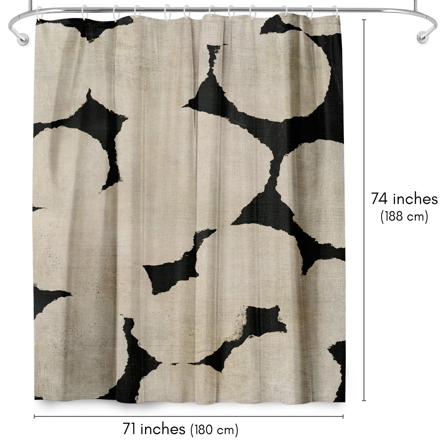 Americanflat 71x74 Beige and Black Shower Curtain - 100% Polyester Shower Curtain