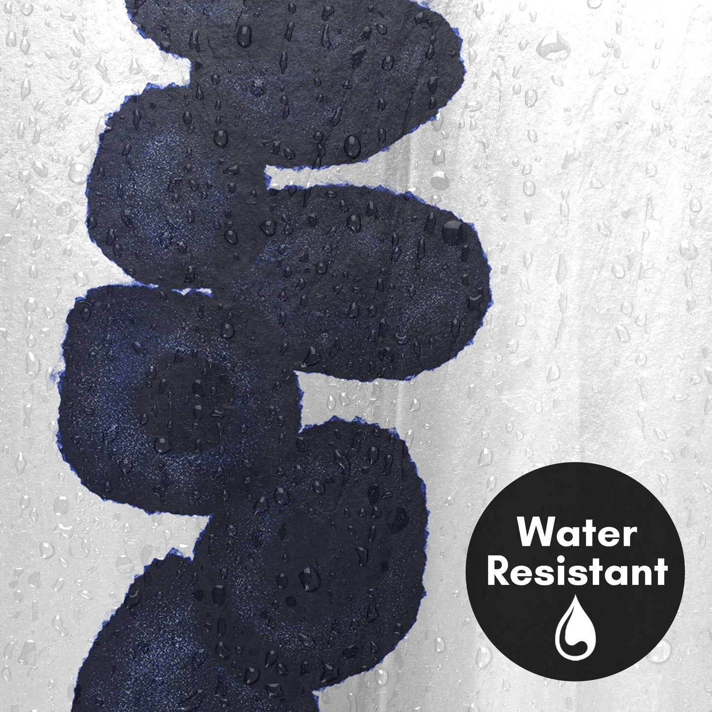 71x74 Shower Curtain with 12 Metal Grommets | Deep Navy and White