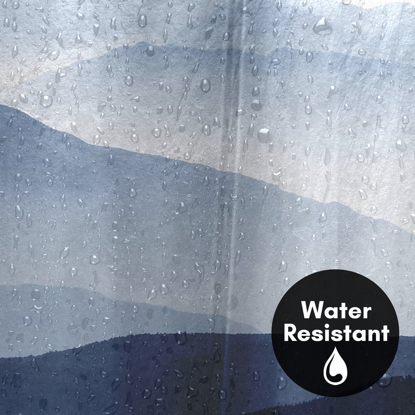 71x74 Blue Mountain Shower Curtain with 12 Metal Grommets
