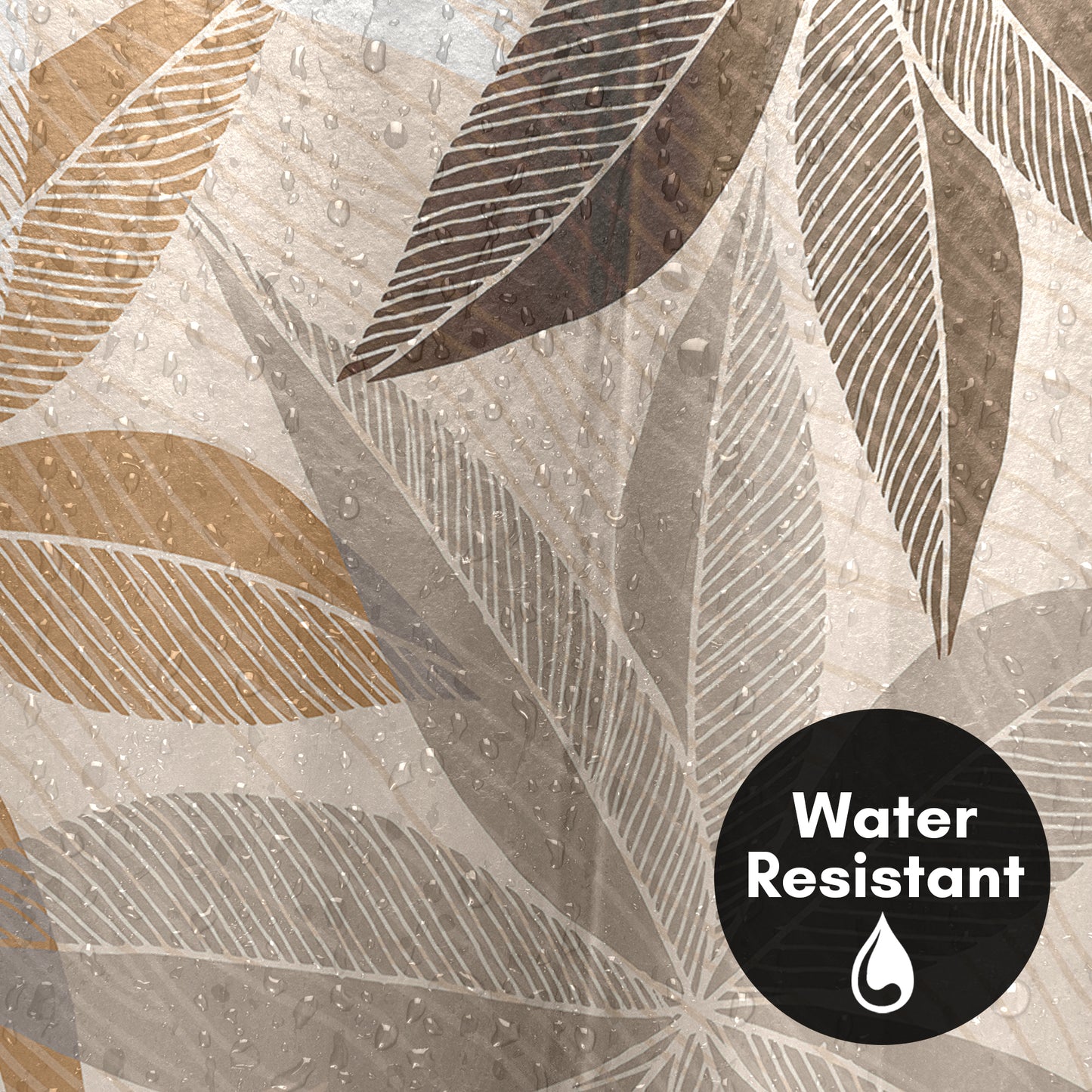 71x74 Shower Curtain with 12 Metal Grommets | Neutral Tropical Design