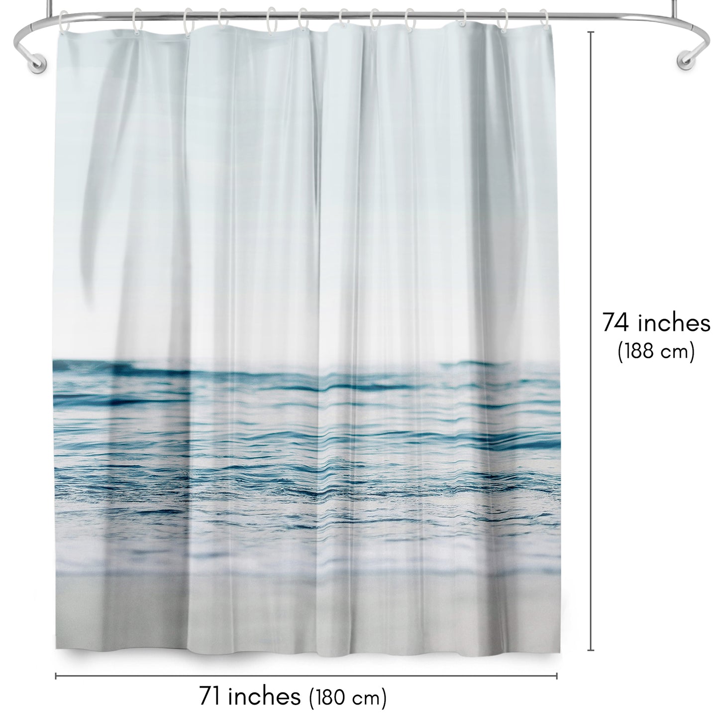 71x74 Shower Curtain with 12 Metal Grommets | Blue Wave and Sand