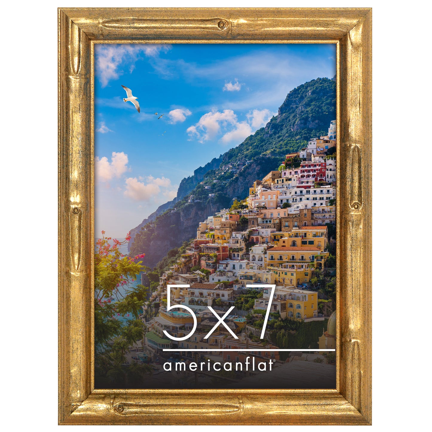 Americanflat Picture Frame | Faux Bamboo Molding | Shatter-Resistant Glass