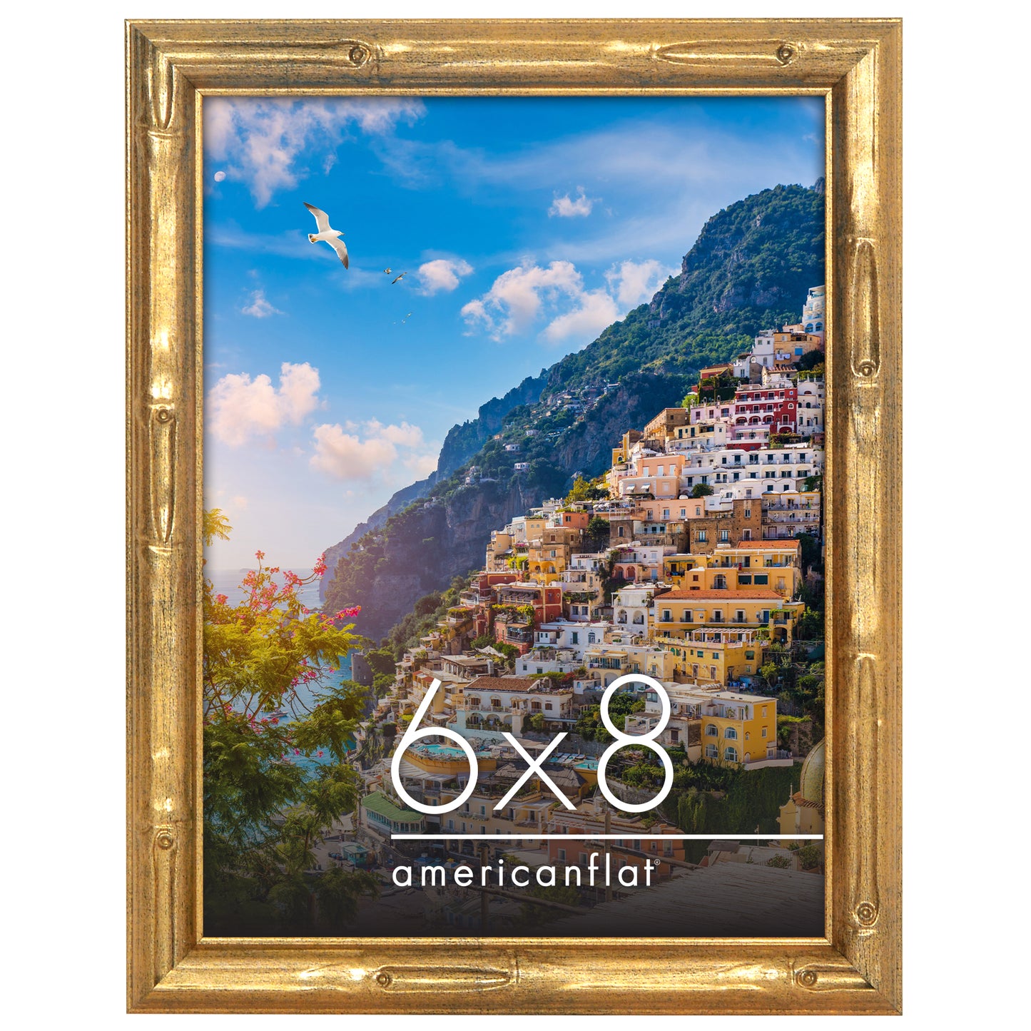 Americanflat Picture Frame | Faux Bamboo Molding | Shatter-Resistant Glass