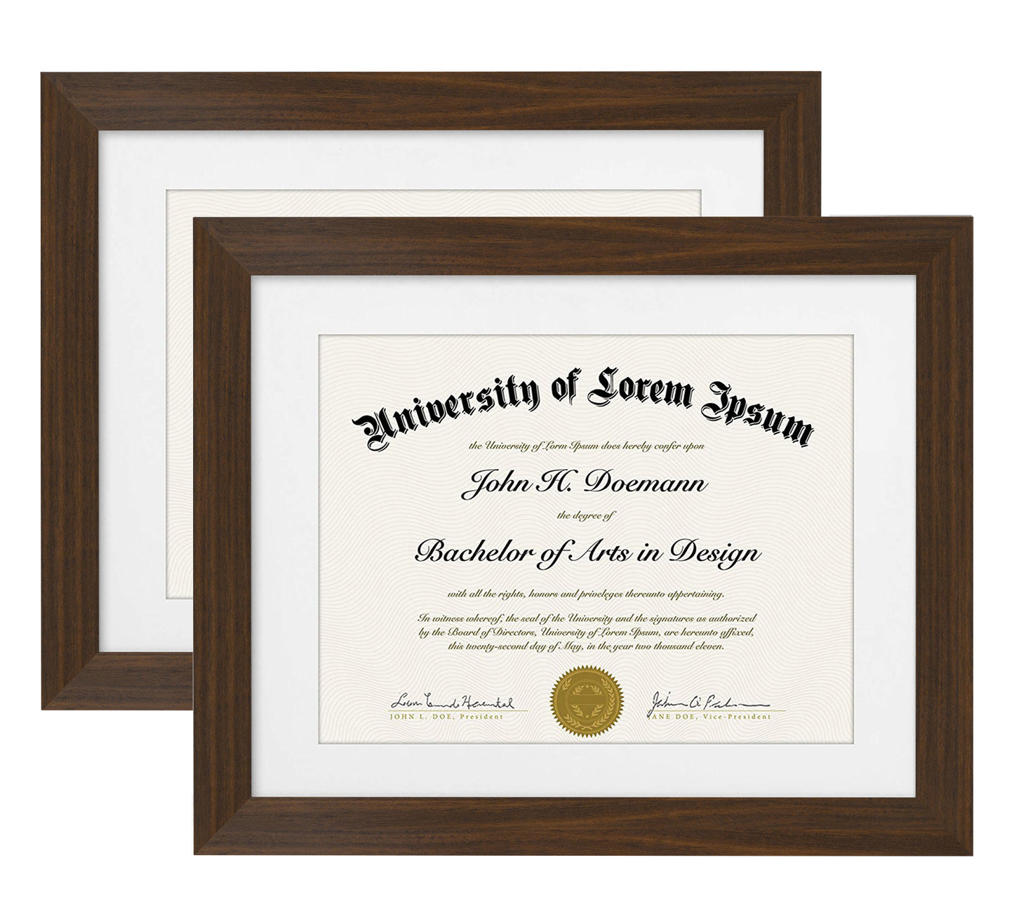 2 Pack - 11x14 Diploma Frame with Removable Mat | Choose Color