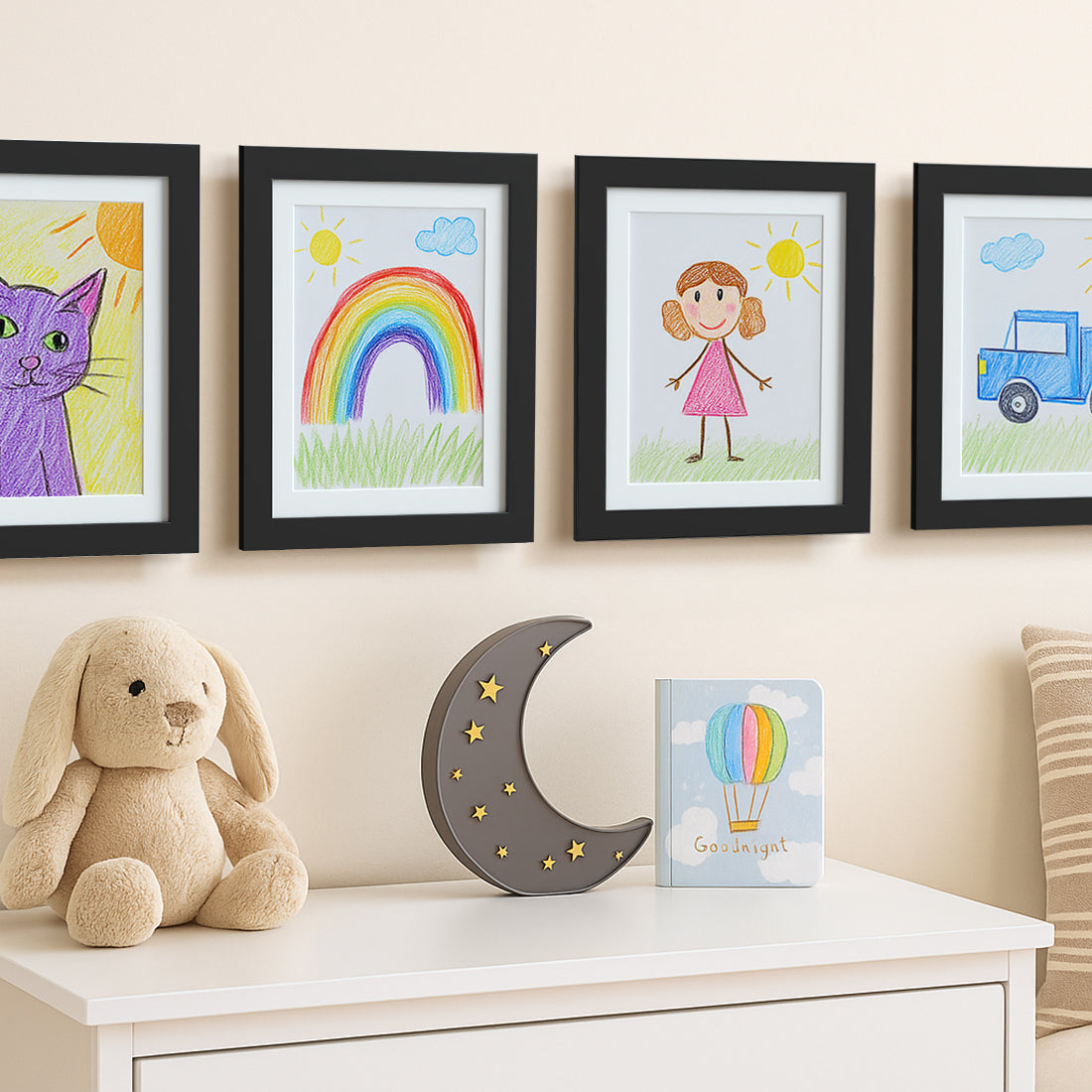 Americanflat Kids Art Frame with Mat | Set of 4 | Holds up to 100 Artworks