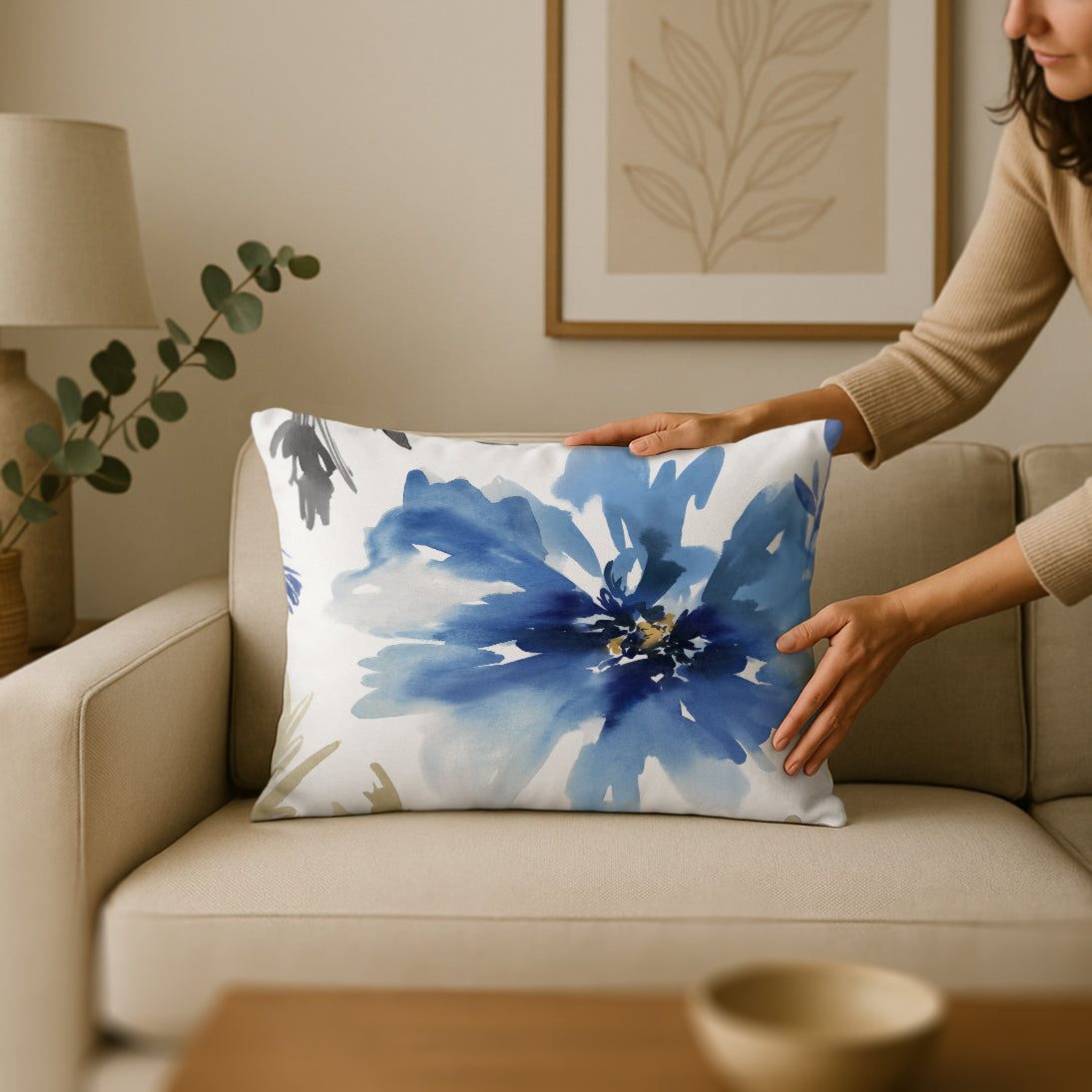 Throw Pillow with Sewn-In Insert | Floral Design